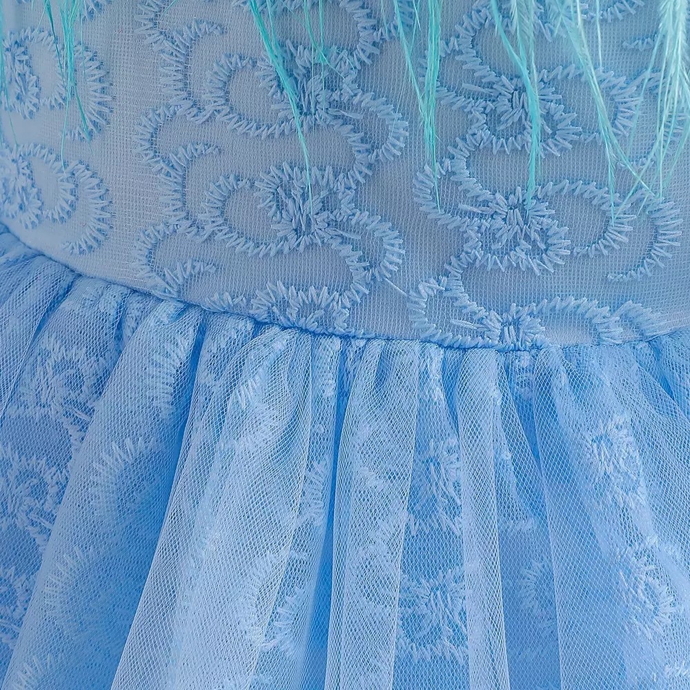 Luxury Luxury Embroidered Feather Princess Birthday Wedding Flower Dress 5046 - Picture 5 of 6